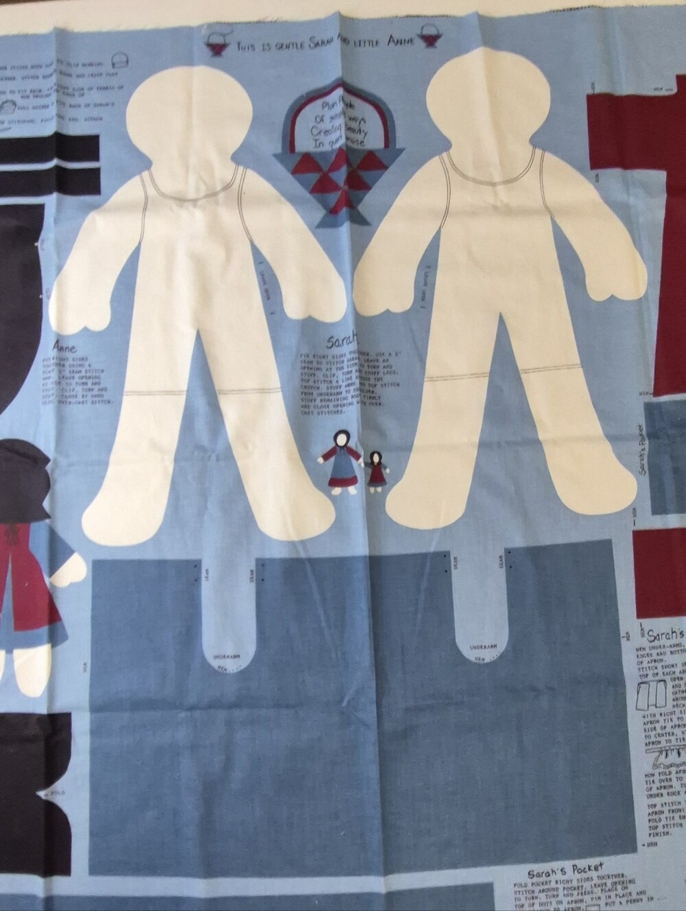 Sarah & Sarah’s Sister Rag Doll Fabric Panel – Vintage Concord Fabrics